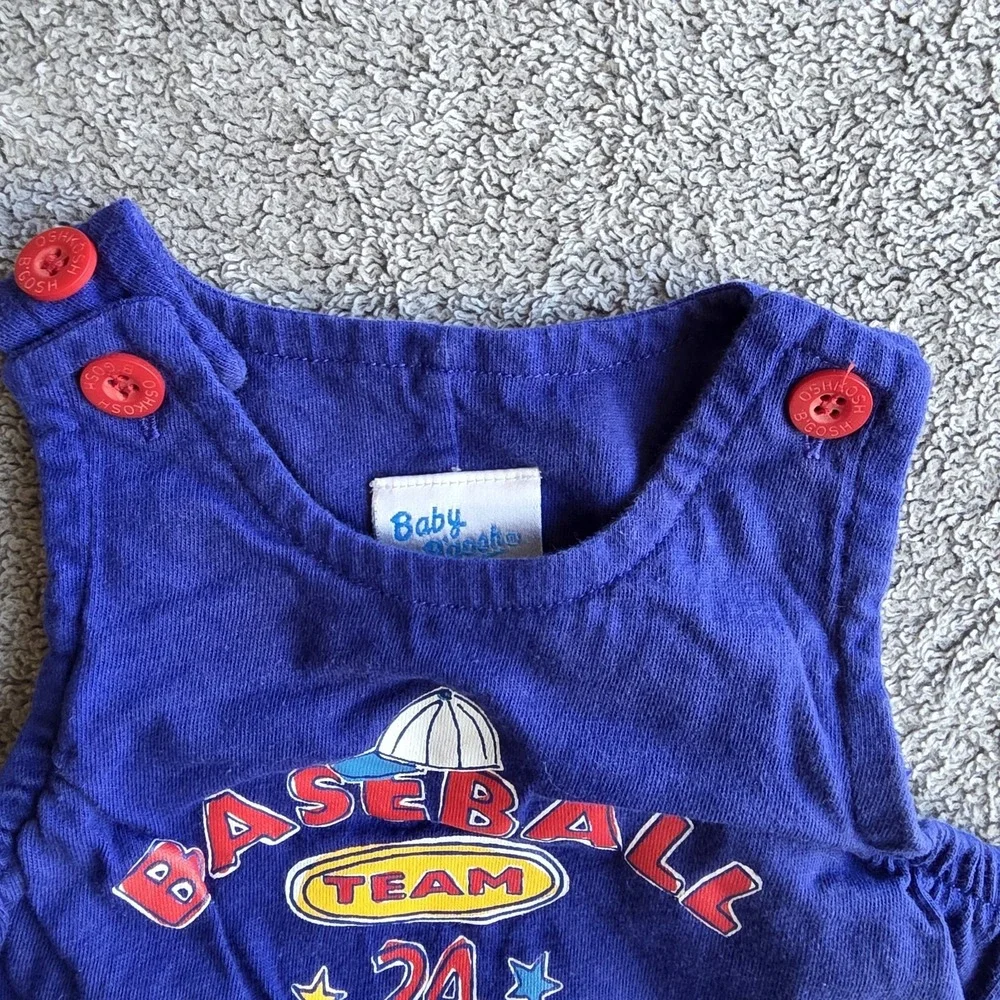 Vintage 90s Oshkosh B'gosh Baseball Theme‎ One Piece Jumper Overalls 3-6 Months